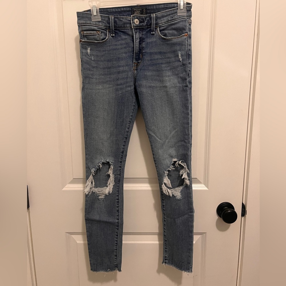 Abercrombie & Fitch Blue Skinny Jeans Distressed Stretch
